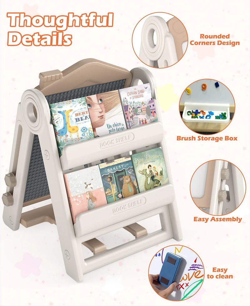 Sugift 3-in-1 Foldable Kids Easel Double-Sided Tabletop Easel with Chair
