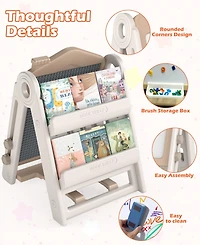 Sugift 3-in-1 Foldable Kids Easel Double-Sided Tabletop Easel with Chair