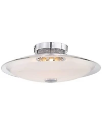 Possini Euro Design Modern Ceiling Light Semi Flush Mount Fixture 15" Wide Chrome 3-Light Clear Frosted Glass Disk for Bedroom Living Room Hallwa