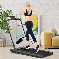 2-in-1 Folding Treadmill with Remote Control and Led Display