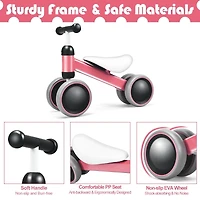 Baby Balance Bike for 2-Year-Old Boys and Girls No Pedal with 4 Wheels - Pink