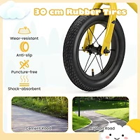 12 Inch Toddler Balance Bike with Height Adjustable Handlebar and Seat - Yellow