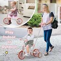 4-in-1 Kids Trike Bike with Adjustable Parent Push Handle and Seat Height - Pink