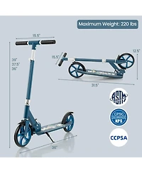 Folding Aluminum Alloy Scooter with 3 Adjustable Heights - Blue
