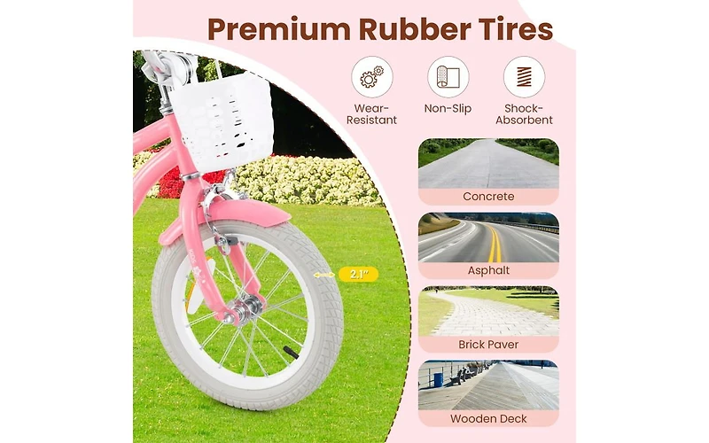 18 Inch Kids Bike with Training Wheels and Basket for Ages 4-8