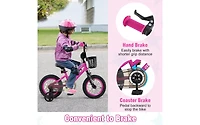 14 Inch Kids Adjustable Bike with Front Basket for Ages 4-5