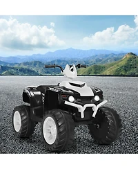 12V Kids Ride-On Atv with Led Lights and Treaded Tires - White