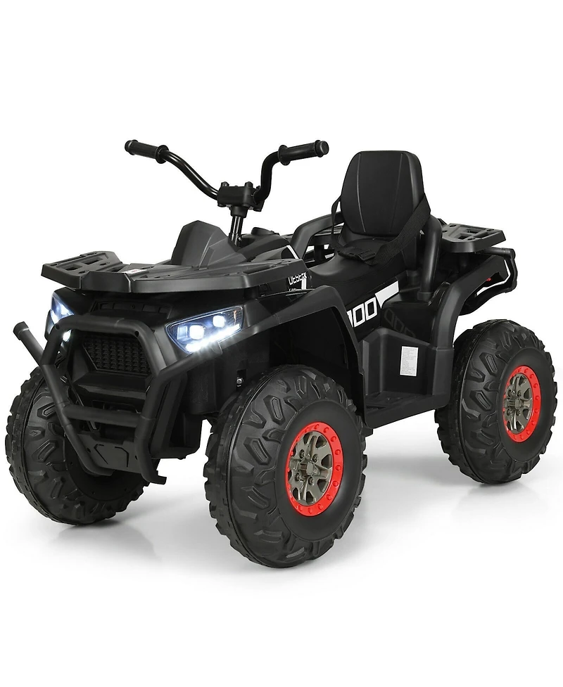 12V Kids Electric 4-Wheeler Atv Quad with MP3 Player and Led Lights - Black