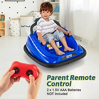 12V Kids Bumper Car Ride-On Toy with Remote Control and 360° Spin Rotation - Blue