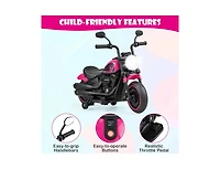 Kids Electric Motorcycle with Training Wheels and Led Headlights - Pink