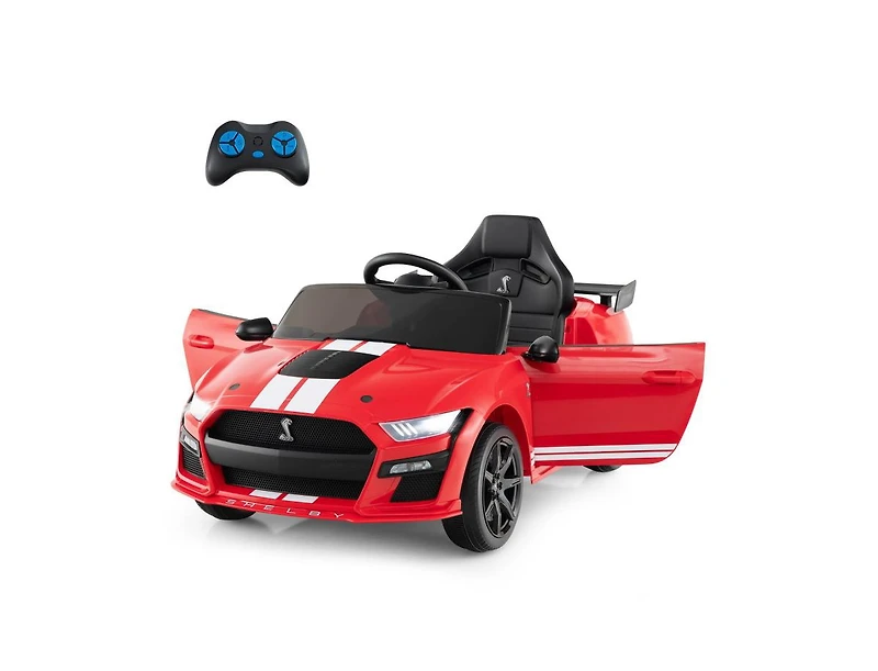 12V Licensed Ford Mustang Shelby GT500 Kids Ride-On Car with Remote Control for Ages 3-8 - Red