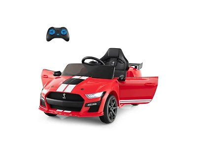 12V Licensed Ford Mustang Shelby GT500 Kids Ride-On Car with Remote Control for Ages 3-8 - Red