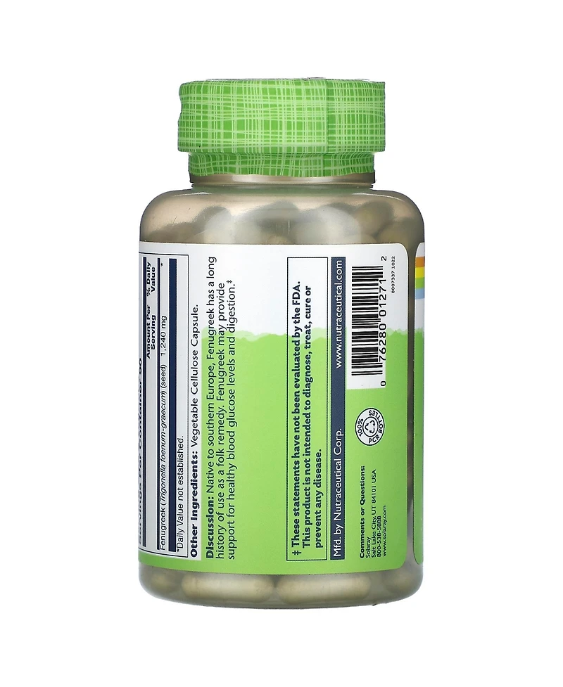 Solaray True Herbs Fenugreek - 180 VegCaps (620 mg per Capsule)