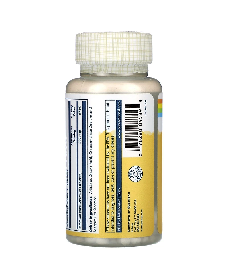 Solaray Chromium Picolinate 200mcg | 100ct