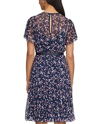 Jessica Howard Women's Flutter-Sleeve Seamed Fit & Flare Dress
