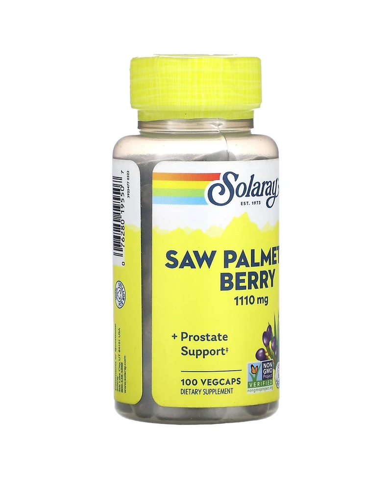 Solaray Saw Palmetto Berry 1110 mg, Organic Saw Palmetto for Men, Healthy Prostate Support