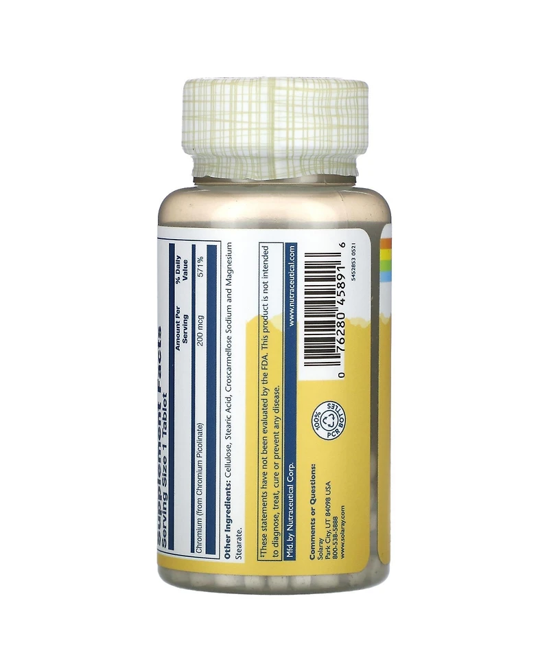 Solaray Chromium Picolinate Tablets, 200 mcg | 200 Count
