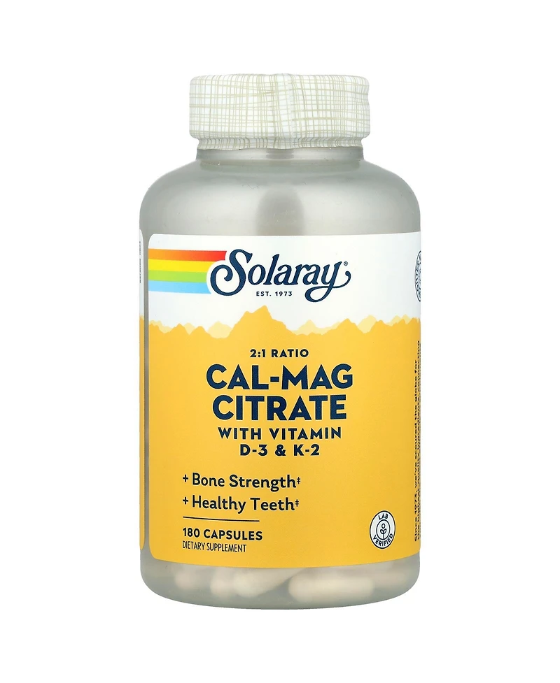 Solaray Cal-Mag Citrate 2:1 Ratio - 180 Capsules
