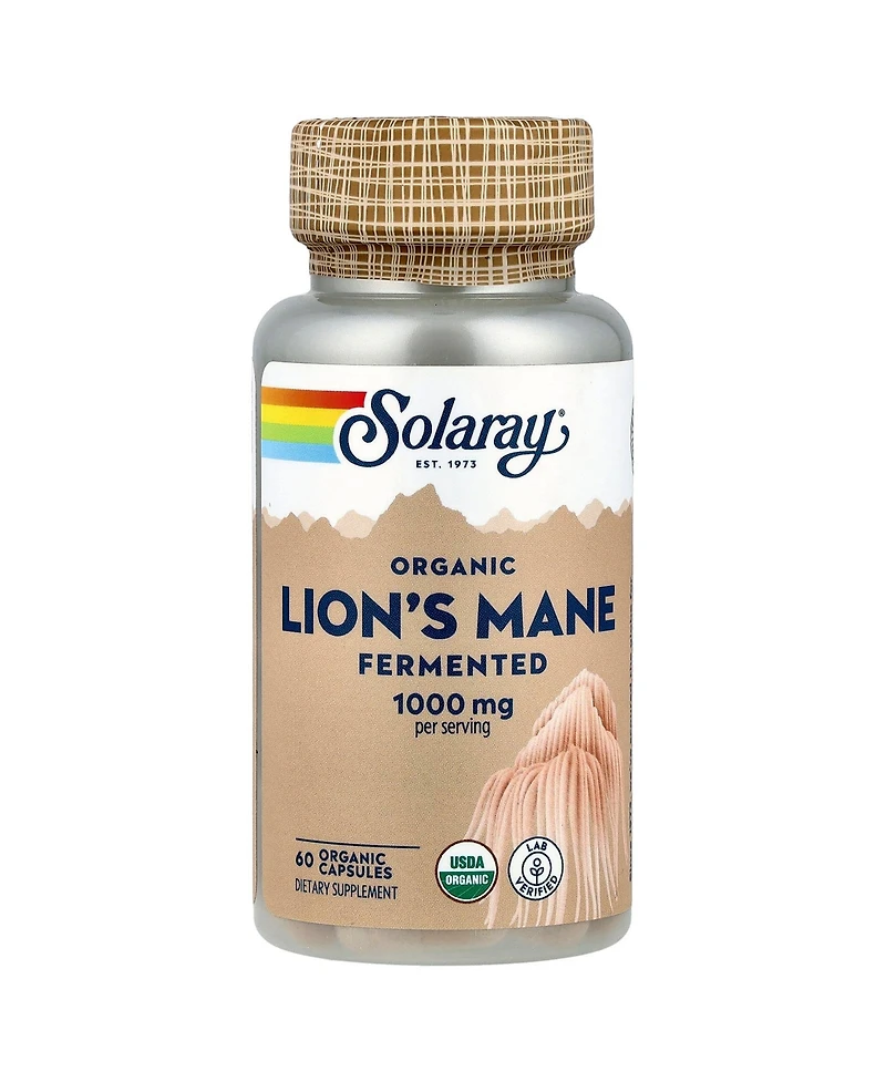 Solaray Organic Lion's Mane Fermented - 60 Organic Capsules (500 mg per Capsule)
