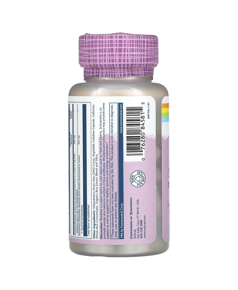 Solaray Rhodiola Schizandra Vital Extracts - 60 VegCaps