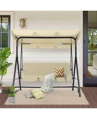 Boyel Living -Person Metal Patio Swing with Removable Cushion Outdoor Porch Chair for Adults Garden Backyard Deck