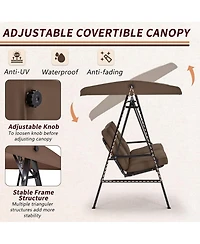 Boyel Living 2-Person Metal Patio Swing with Removable Cushion Outdoor Porch Chair for Adults Garden Backyard Deck