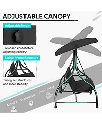 Boyel Living 3-Person Metal Patio Swing Outdoor Porch Chair for Adults Garden Backyard Deck