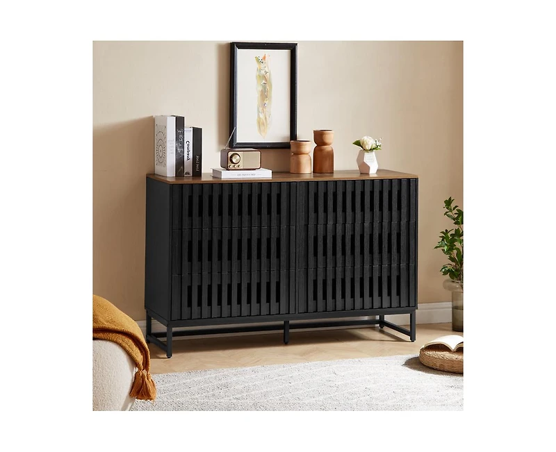 Casainc Storage Cabinet with Slatted Grille Striped Drawer