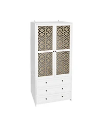 Casainc Tall Cabinet with Hollow pattern 2 door 3 drawer wardrobe