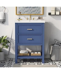 Casainc 24" Modern Bathroom Vanity With Top Sink and 2 Drawers, Single Storage Unit
