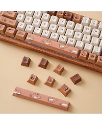 Yunzii Coffee Cat Dye Sub Pbt Keycaps,152 Full Keys Dye Sublimation Custom Keycap with Key Puller for Cherry Gateron Mx Switches Mechanical Gaming Key