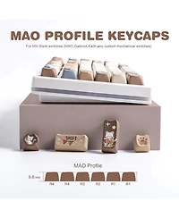 Dye-Sub Pbt Keycap Set, Mao Profile, 142 Full Keys Cute Cat Custom Keycaps with Key Puller for Cherry Gateron Mx Switches Mechanical Gaming Keyboard