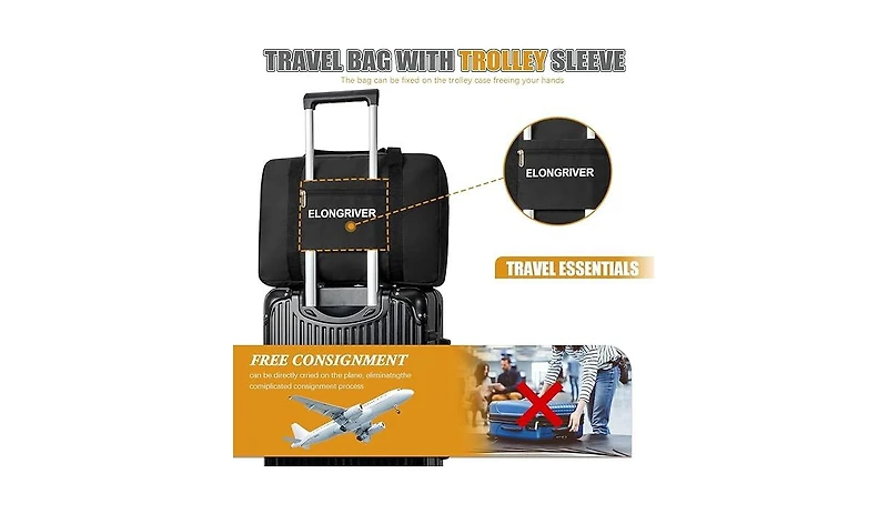 Travel Duffel Bag Foldable Weekender Overnight Bag for Men Women Lightweight Carry on Tote Bag For Spirit Airlines