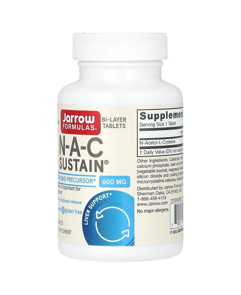 Jarrow Formulas Nutrition N-a-c Sustain 600 mg
