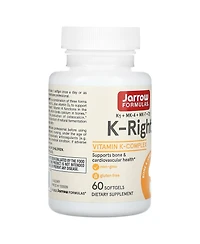 Jarrow Formulas K-Right - Vitamin K-Complex (K1, Mk-4, Mk-7, D3) - 60 Servings (Softgels)