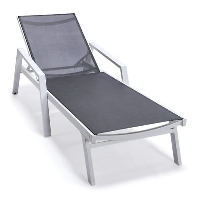 Leisuremod Marlin Patio Chaise Lounge Chair With Armrests In Aluminum Frame