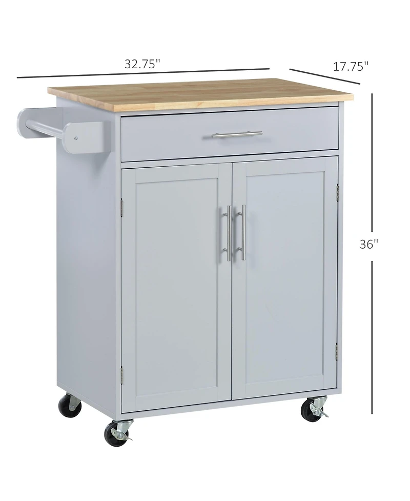 Halifax North America Gray Mobile Kitchen: Rolling Cart Island with Drawer and Towel Rack