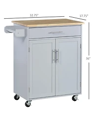 Halifax North America Gray Mobile Kitchen: Rolling Cart Island with Drawer and Towel Rack