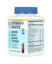 SmartyPants Organic Men's Multi & Omegas Gummies Raspberry Orange and Cherry