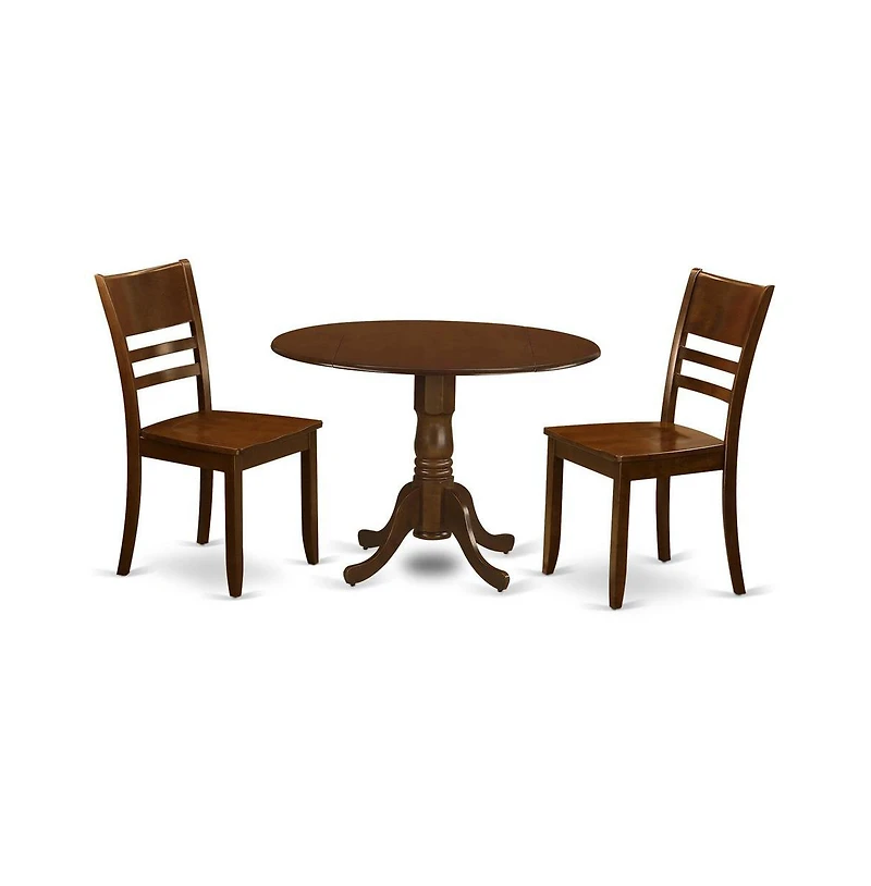 East West Furniture 3 Pc Kitchen Table with 2 drop leaves and 2Leather Dinette Chairs