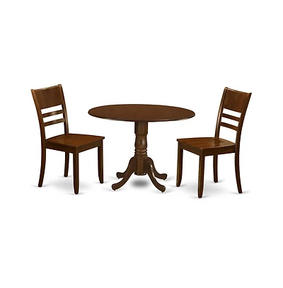 East West Furniture 3 Pc Kitchen Table with 2 drop leaves and 2Leather Dinette Chairs