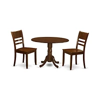 East West Furniture 3 Pc Kitchen Table with 2 drop leaves and 2Leather Dinette Chairs