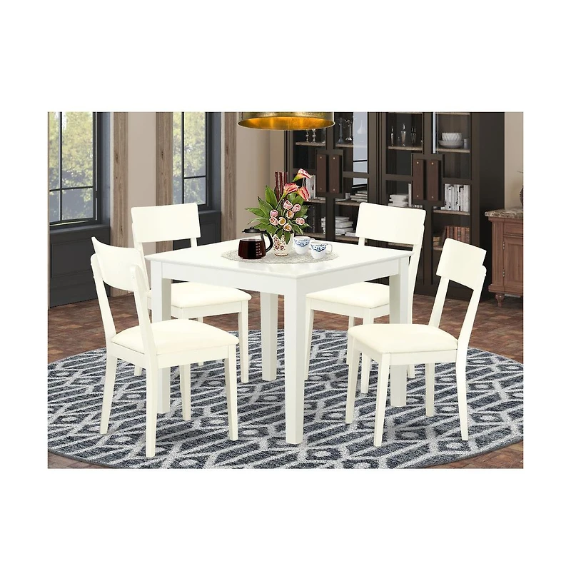 East West Furniture Dining Room Set Linen White