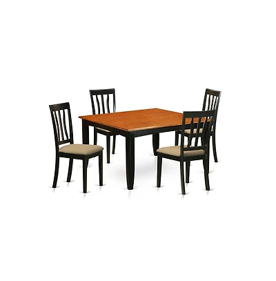 East West Furniture 5 Pc Kitchen Table set-Dining Table and 4 Wood Dining Chairs