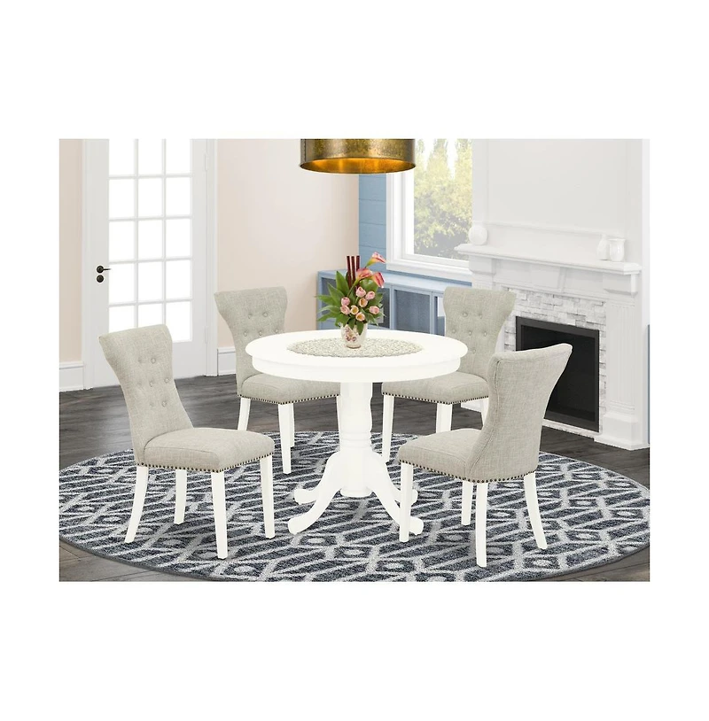 East West Furniture Dining Room Set Linen White