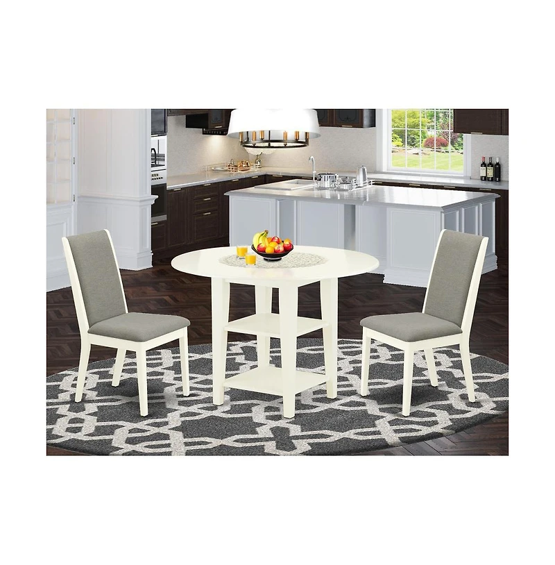 East West Furniture Dining Room Set Linen White