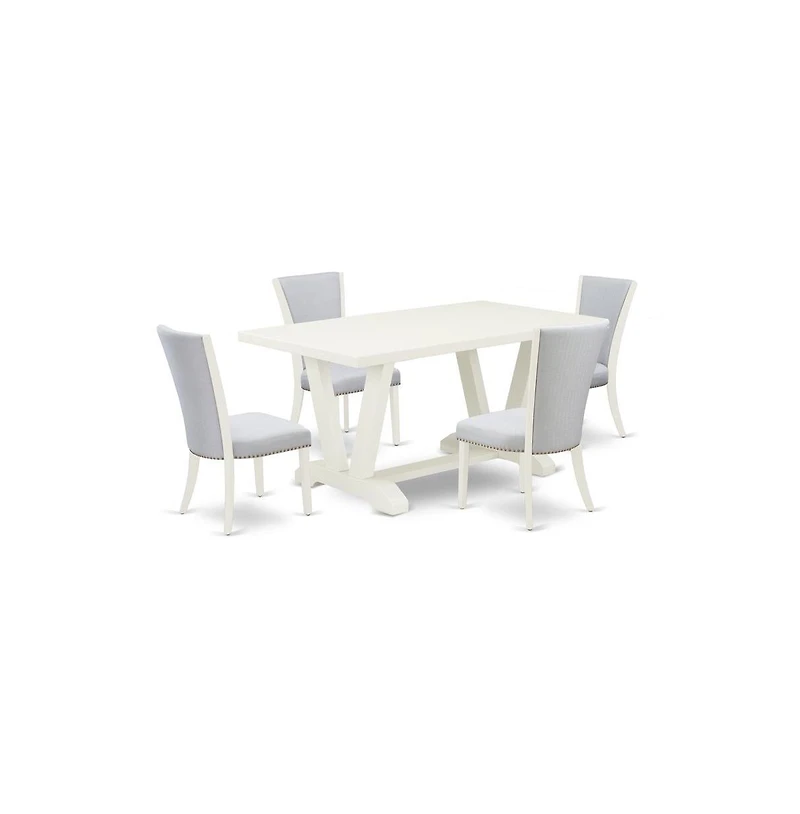 East West Furniture 5-Piece Kitchen Table Set Consists of 4 Dining Room Chairs with Upholstered Seat and Stylish Back-Rectangular Table