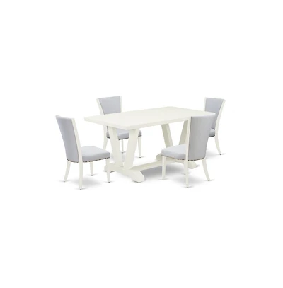East West Furniture 5-Piece Kitchen Table Set Consists of 4 Dining Room Chairs with Upholstered Seat and Stylish Back-Rectangular Table