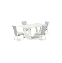 East West Furniture 5-Piece Kitchen Table Set Consists of 4 Dining Room Chairs with Upholstered Seat and Stylish Back-Rectangular Table