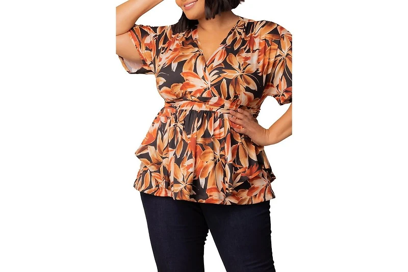 Kiyonna Plus Encore Short Sleeve Printed Top